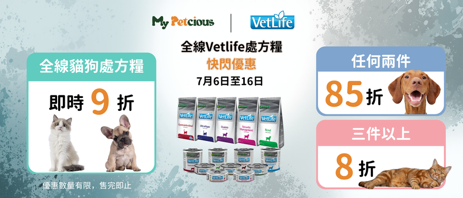 【 🛒 限時快閃 】Vet Life 處方糧驚喜三重奏！買 3 件或以上直衝 8 折，直送到家！