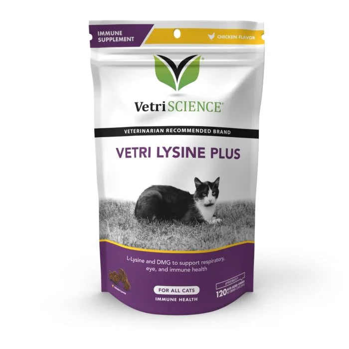 VetriScience - Vetri Lysine Plus 免疫系統咀嚼片 Vetri-Lysine Plus 貓用雞肝味肉粒小食 L-賴氨酸 增強免疫系統