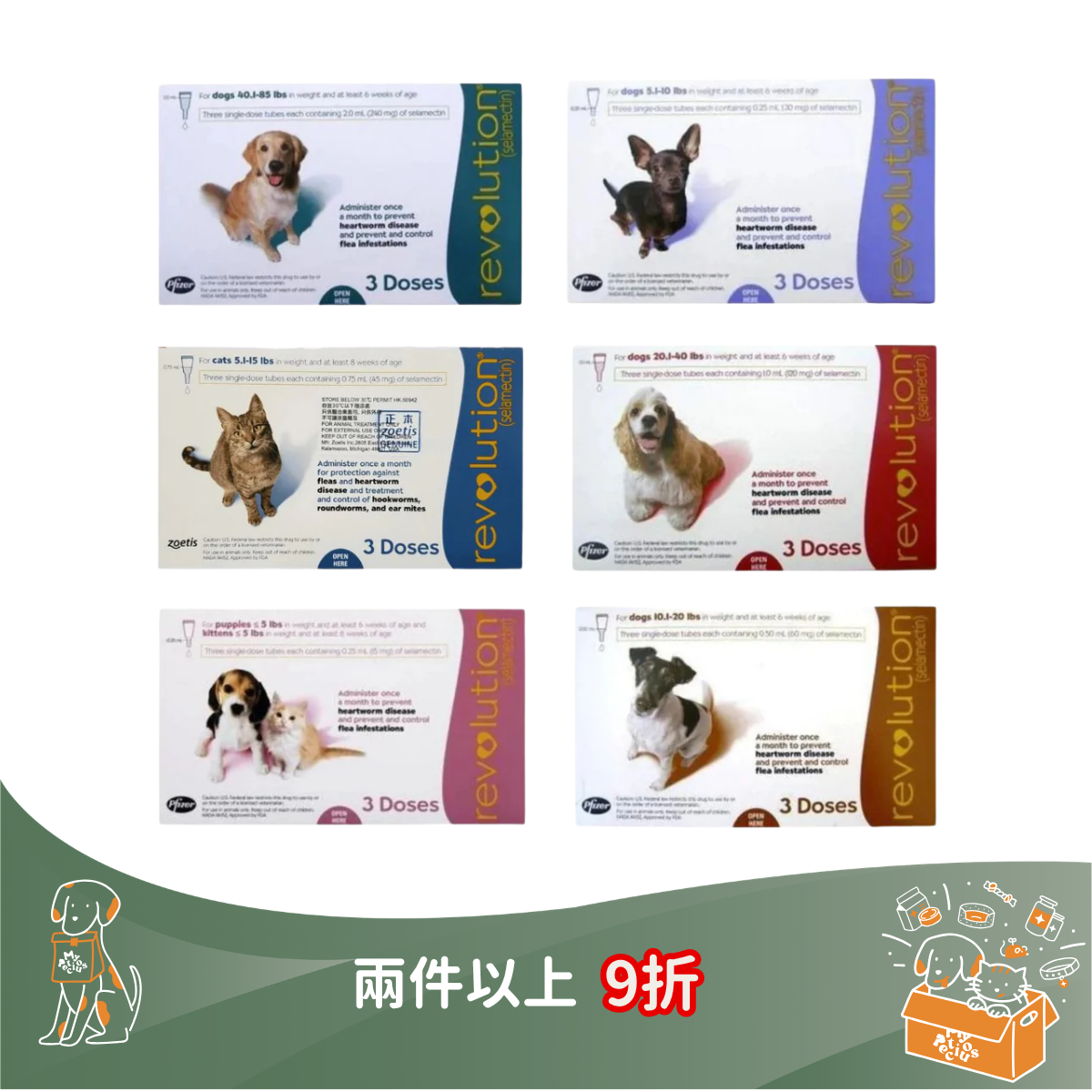 Revolution for Cats and Dogs (預防跳蚤、心絲蟲病、蛔蟲、鉤蟲、耳蟎)