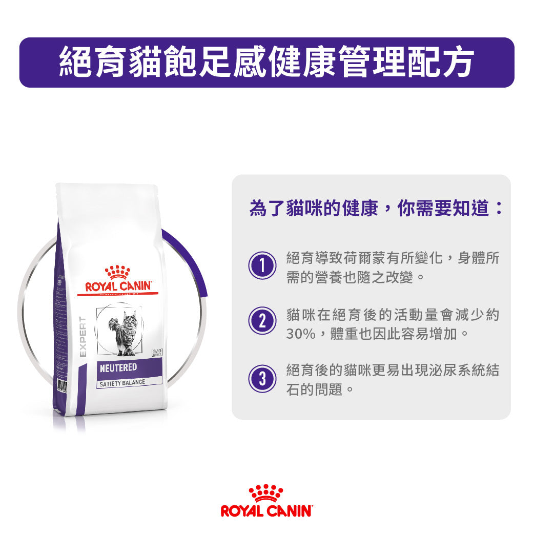 Royal Canin - VHN Cat Neutered Satiety Balance絕育平衡飽足感處方貓糧