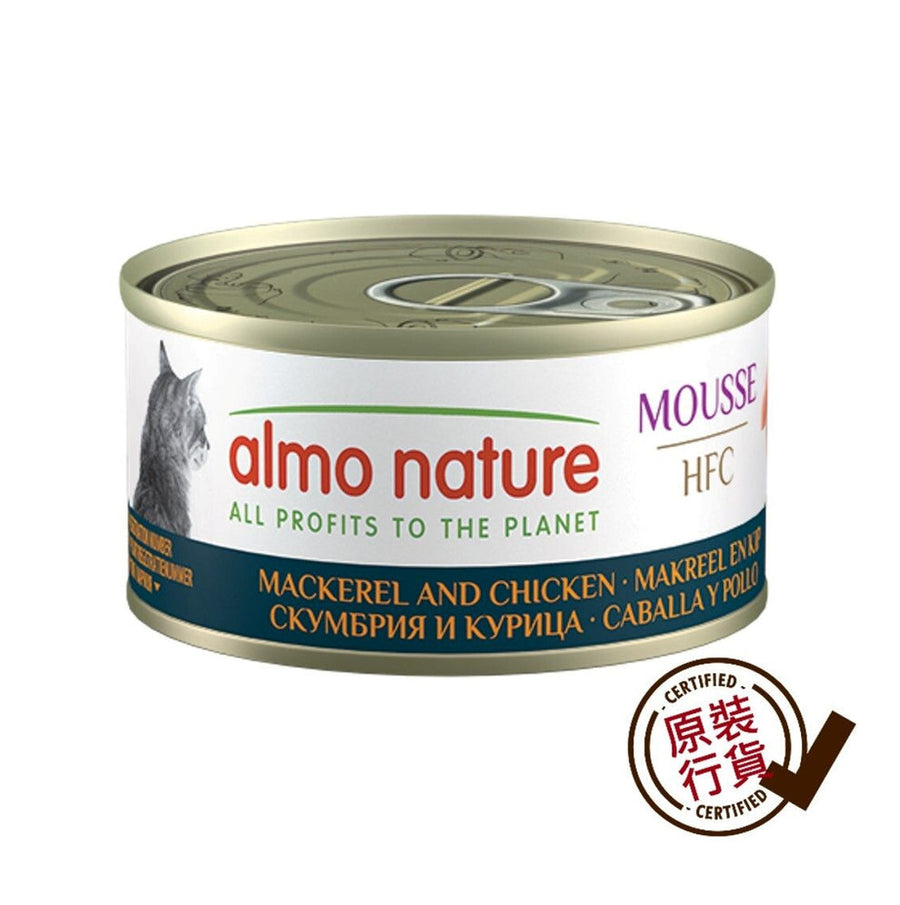 Almo Nature 貓濕糧 - HFC 慕斯 鯖魚與雞肉罐頭 70克