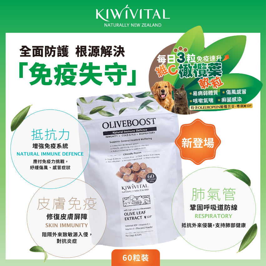 Kiwivital OliveBoost Chews橄欖葉維C軟粒 (60粒裝)