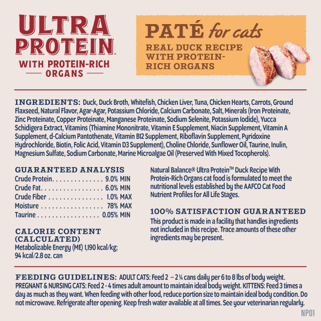 NATURAL BALANCE - Ultra Protein頂級系列 - 貓用肉醬罐2.8oz (雞肉 / 鴨肉 / 三文魚)