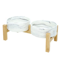 Dah_(雲石)陶瓷餵食/水碗連高腳竹木碗架