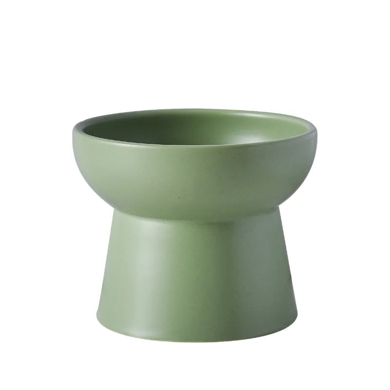 Dah_抹茶綠高腳陶瓷餵食碗