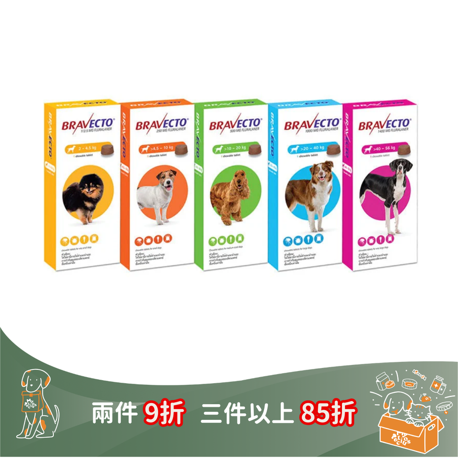 Bravecto 一錠除 (消滅牛蜱、跳蚤及毛囊蟲)