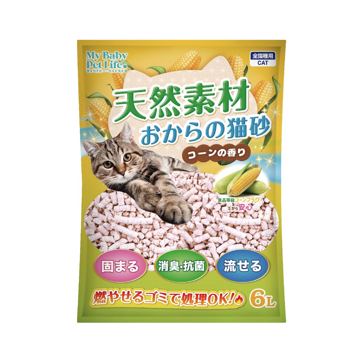 My Baby Pet Life 天然素材 豆腐貓砂 (玉米香味) 6L