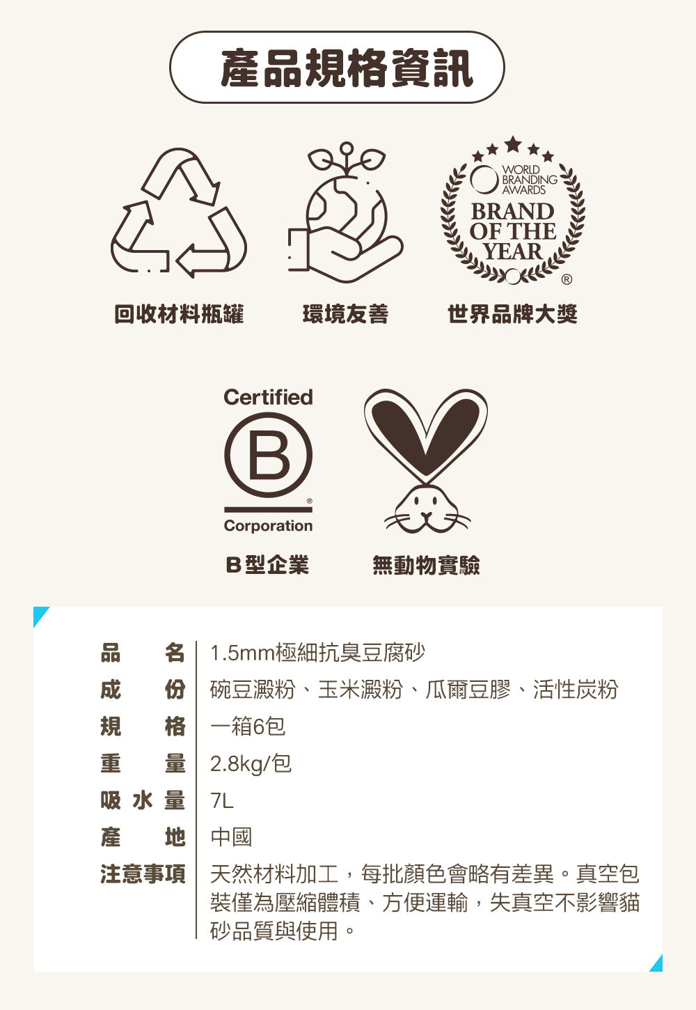 ODOUT 臭味滾 1.5mm極細抗臭豆腐貓砂 2.8kg