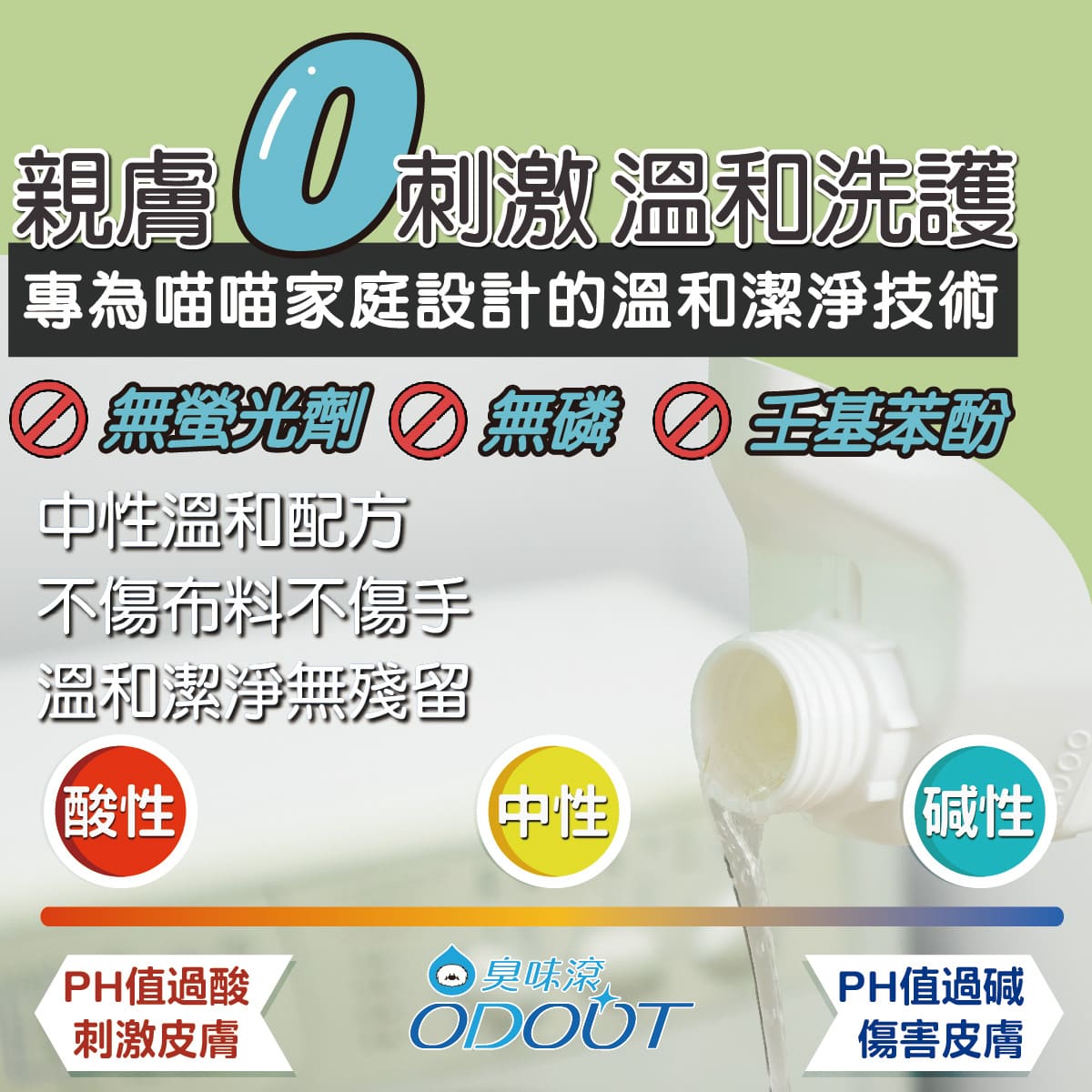 ODOUT 臭味滾 貓用布類洗潔液 1L