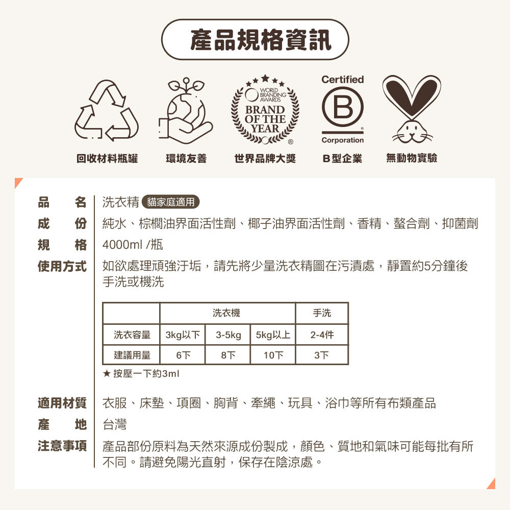 ODOUT 臭味滾 貓用布類洗潔液 4L