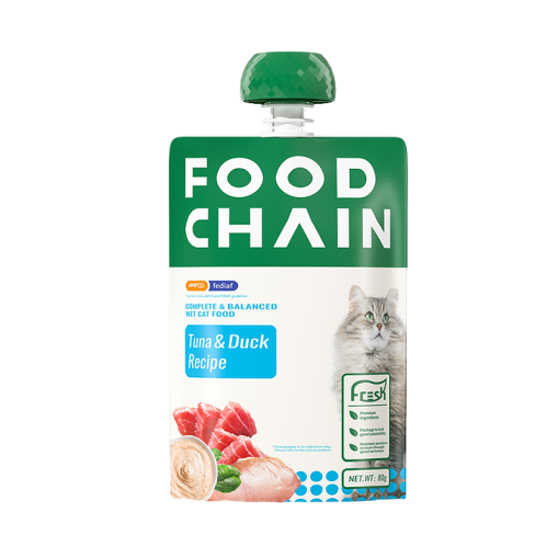 Food_Chain_全營養貓⽤⽣⾻⾁主食醬包_80g_(吞拿⿂+鴨⾁)