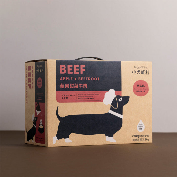 小犬威利_MEAL均衡主食系列_無穀蘋果甜菜牛肉熟食凍乾_800克