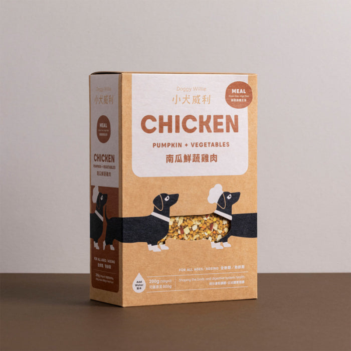 小犬威利_MEAL均衡主食系列_無麩南瓜鮮蔬雞肉熟食凍乾_200克