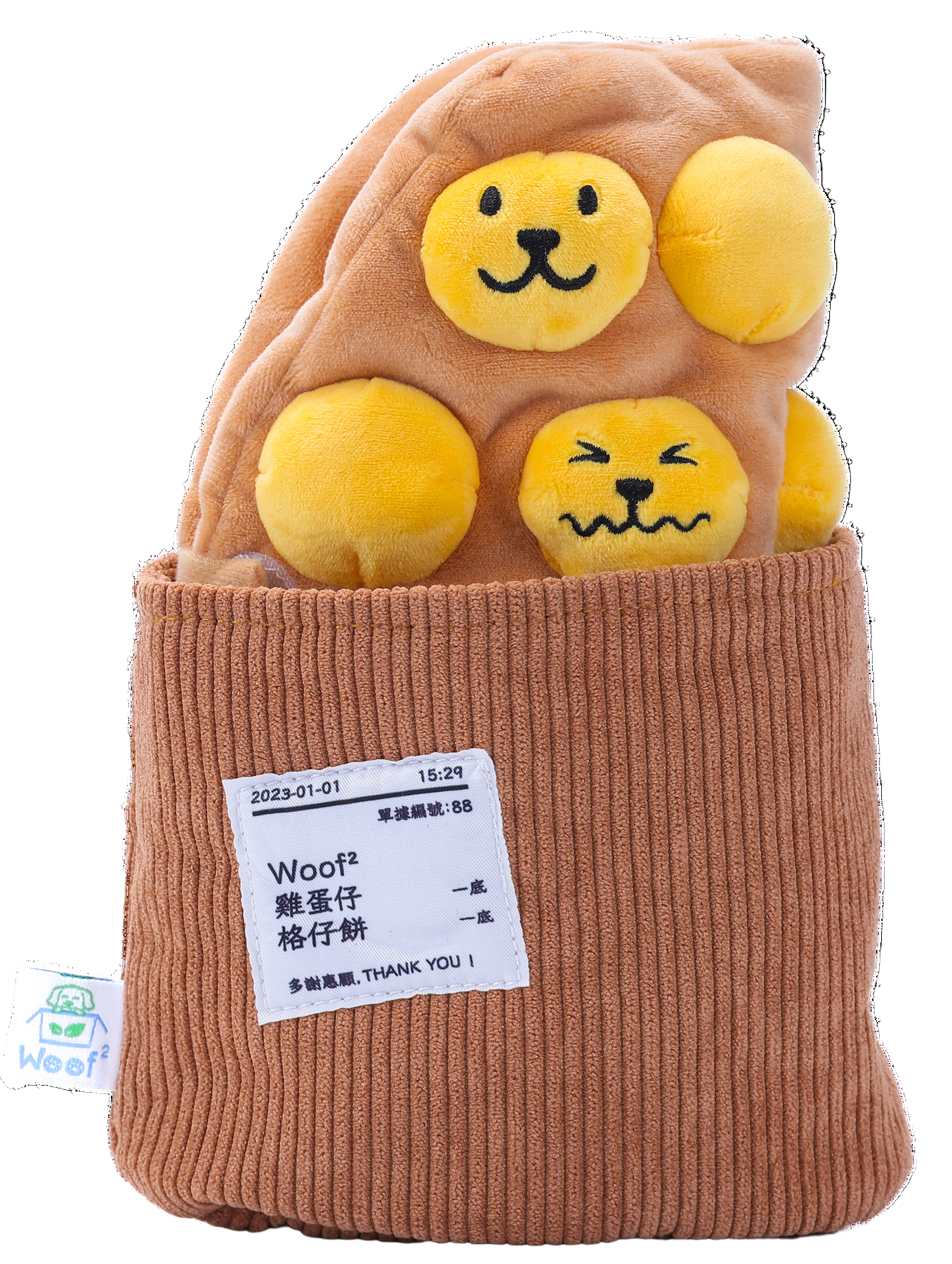 Woof_雞蛋仔/格仔餅二合一藏食寵物毛絨玩具