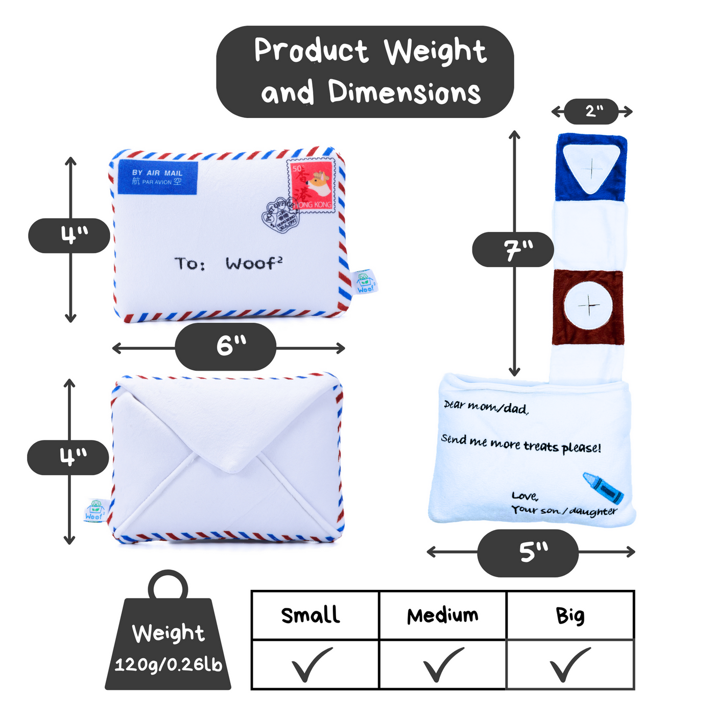 Woof_香港空郵信件藏食毛絨寵物玩具