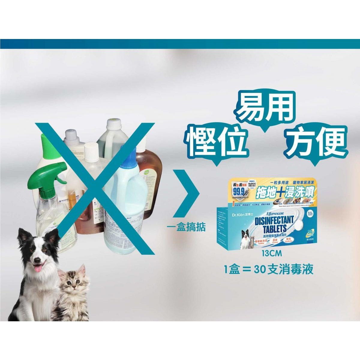 Dr. Klēn潔博士 - 高效環保消毒水溶片(增量裝) 150 粒