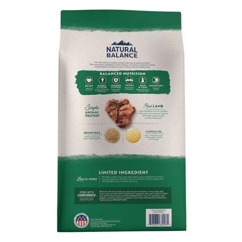 NATURAL BALANCE - 單一蛋白無榖物成犬乾糧 - 羊肉及糙米