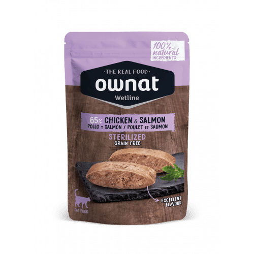 OWNAT Wetline 無穀物主食濕包 (放牧雞肉+三文魚 絕育配方) Grain Free 85g Chicken & Salmon Sterilized