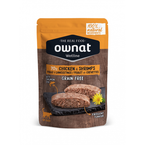 OWNAT WETLINE 無穀物主食濕包 (放牧雞肉+鮮蝦) GRAIN FREE 85G CHICKEN & SHRIMPS