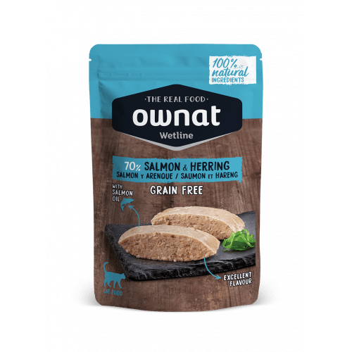 OWNAT WETLINE 無穀物主食濕包 (三文魚+鯡魚) GRAIN FREE 85G SALMON & HERRING