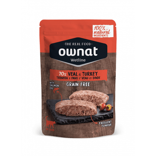 OWNAT WETLINE 無穀物主食濕包 (放牧小牛肉+火雞) GRAIN FREE 85G VEAL & TURKEY