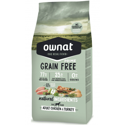 OWNAT 成年犬消化配方-放牧雞肉與火雞犬糧 (大顆粒）Prime Grain Free Adult Chicken & Turkey Dog Food