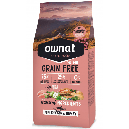 Ownat 全齡犬挑嘴配方-放牧雞肉與火雞犬糧 (小顆粒) Prime Grain Free Mini Chicken & Turkey