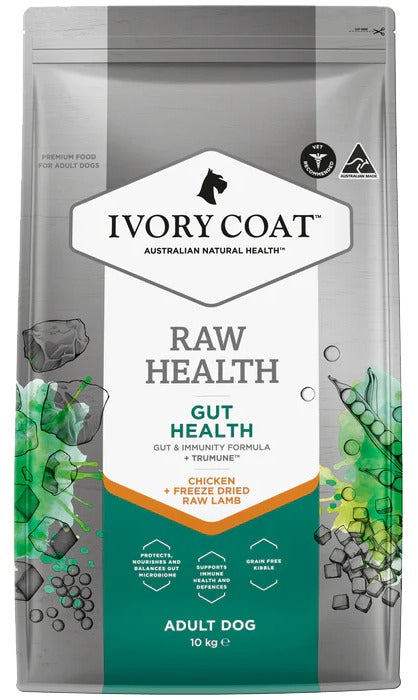 IVORY COAT Raw Health 澳洲成犬乾糧+生羊肉凍乾 - 腸道健康雞肉成犬配方