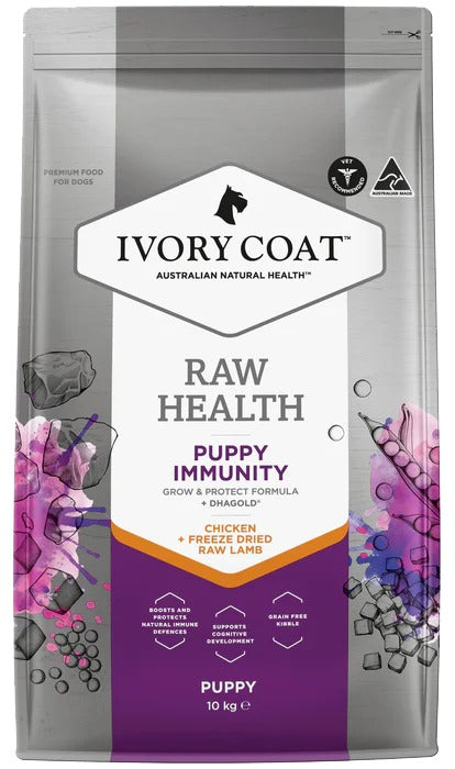 IVORY COAT Raw Health 澳洲幼犬乾糧+生羊肉凍乾 - 免疫力增強雞肉幼犬配方
