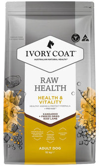 IVORY COAT Raw Health 澳洲成犬乾糧+生羊肉凍乾 - 健康管理活力袋鼠肉成犬配方