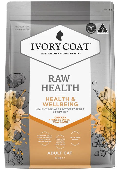 IVORY COAT Raw Health 澳洲貓雞肉乾糧+生羊肉凍乾 - 健康管理養生成貓配方