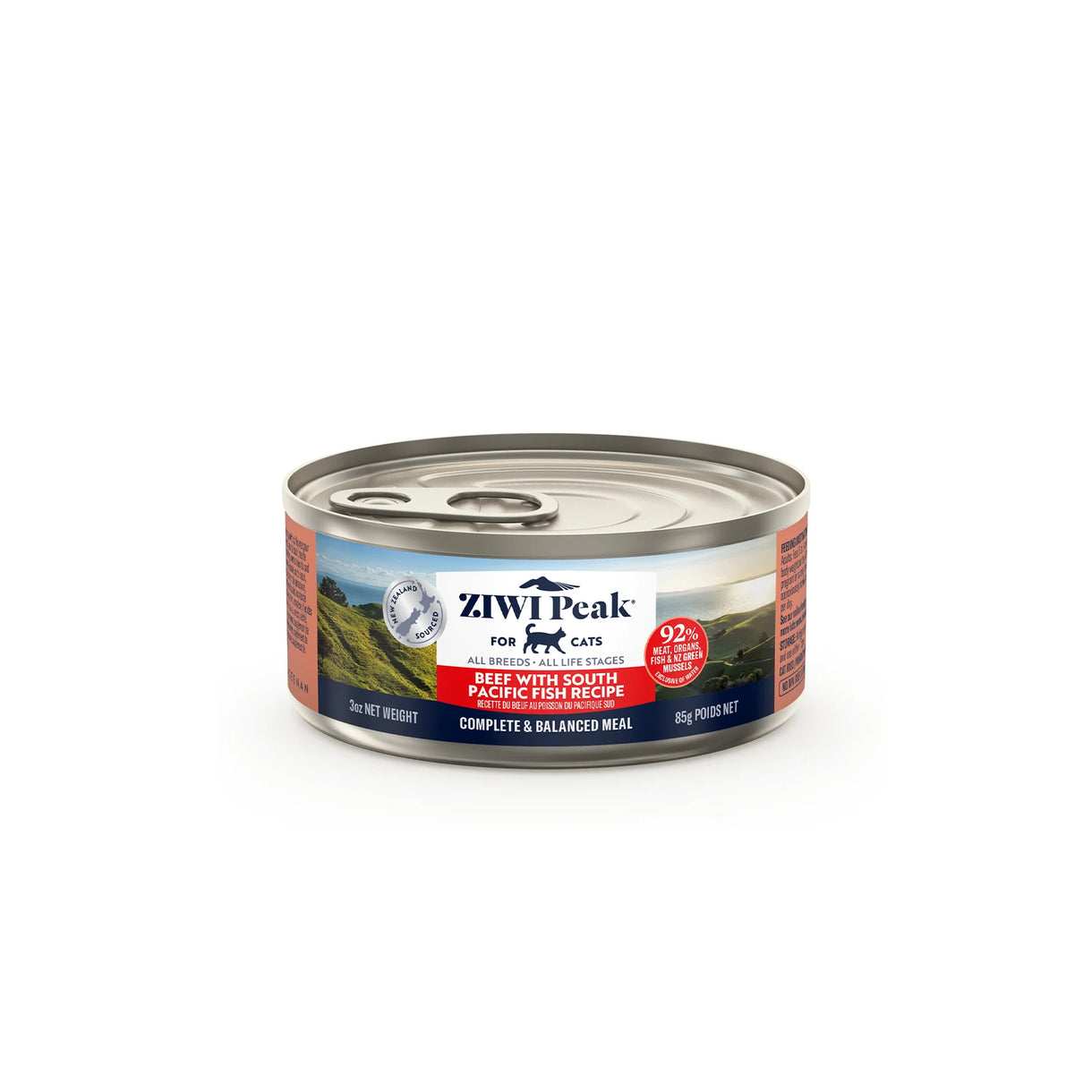 ZiwiPeak 鮮肉貓罐頭系列 - 牛肉配南太平洋魚配方