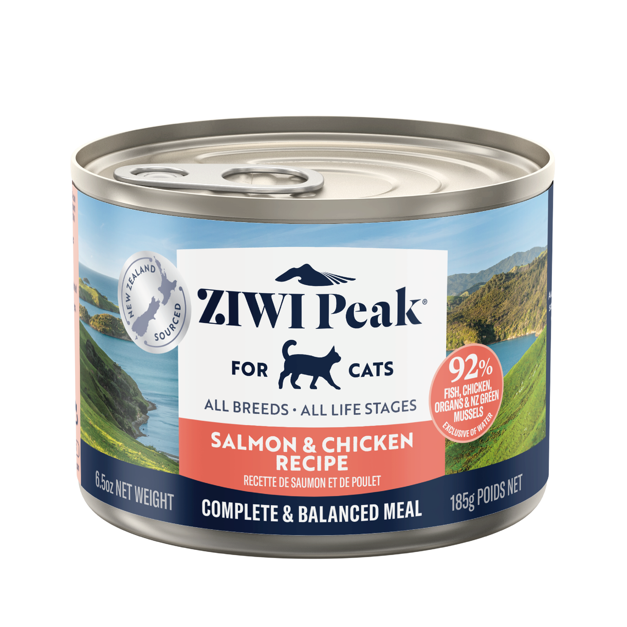 ZiwiPeak 新西蘭巔峰 - 雙重風味鮮肉貓罐頭系列 - 三文魚及雞肉配方