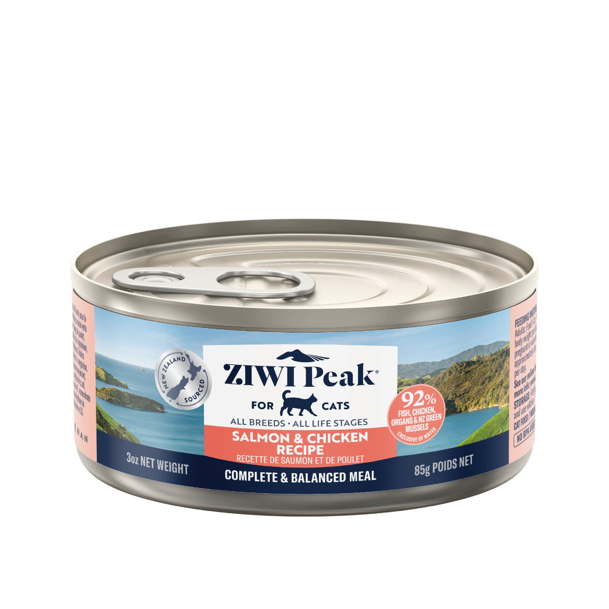 ZiwiPeak 新西蘭巔峰 - 雙重風味鮮肉貓罐頭系列 - 三文魚及雞肉配方