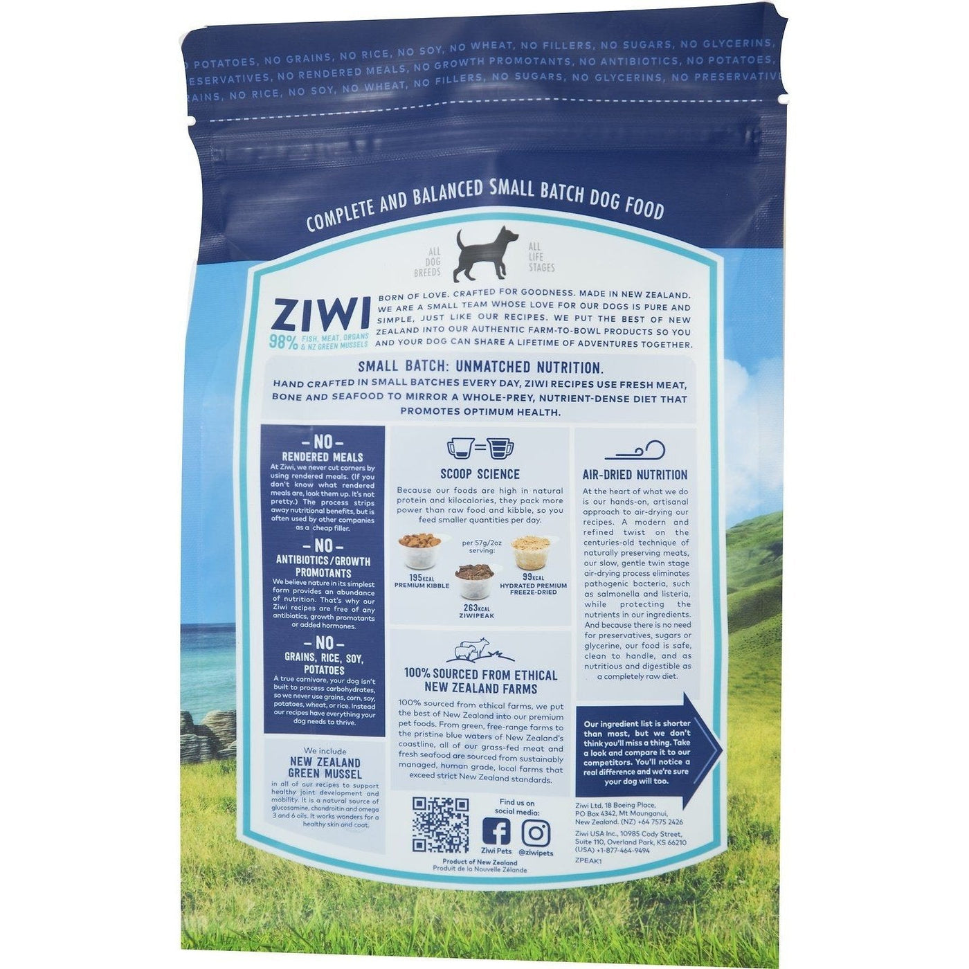 Ziwipeak 巔峰狗糧 - 風乾脫水 無穀物 - 鯖魚羊肉配方