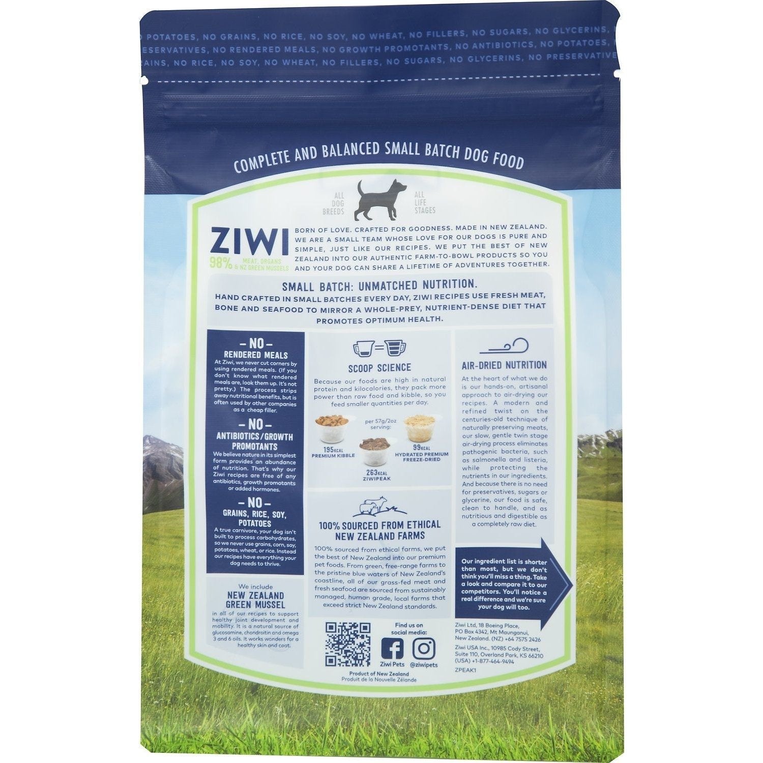 Ziwipeak 巔峰狗糧 - 風乾脫水 無穀物 - 草胃羊肉配方