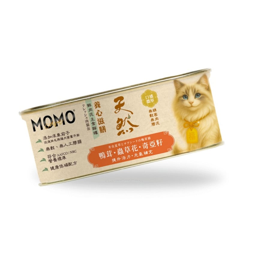 Momocare 養心滋膳系列 鴨茸・蟲草花・奇亞籽 [氣血調養・元氣補充] 貓罐頭 110g