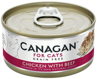 Canagan 原之選 無穀物雞肉伴牛肉貓罐頭 (75g)