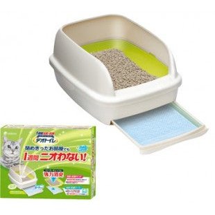 Unicharm 半封閉型雙層貓砂盤套裝 (象牙色 / 灰黑)